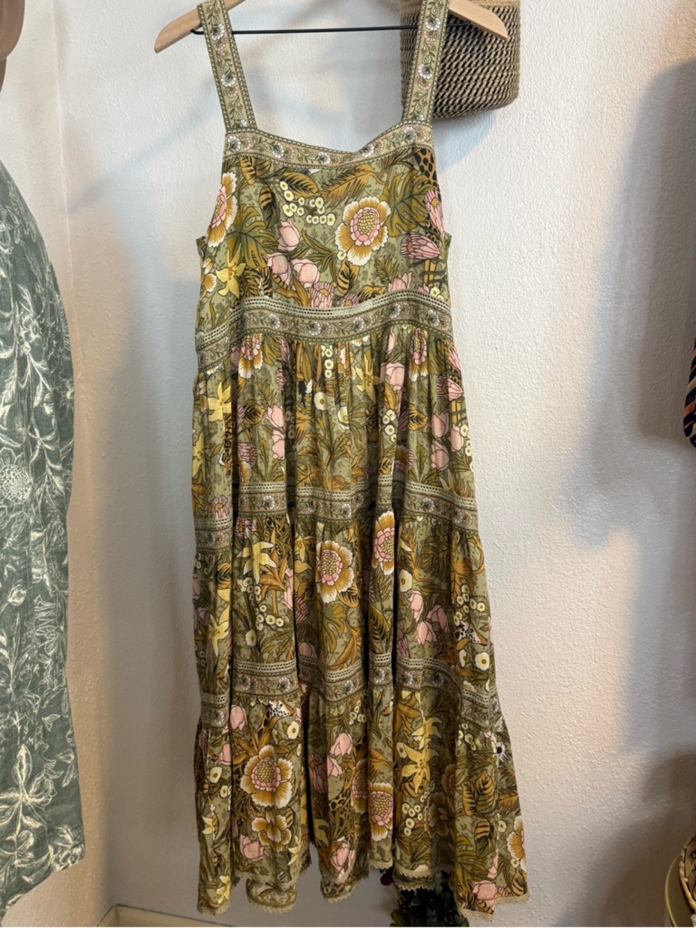 Spell Jungle Midi Sundress Size Medium Khaki - Picture 14 of 15